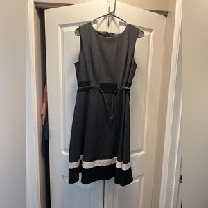 Calvin Klein Charcoal Gray Skater Dress with Belt Size 10